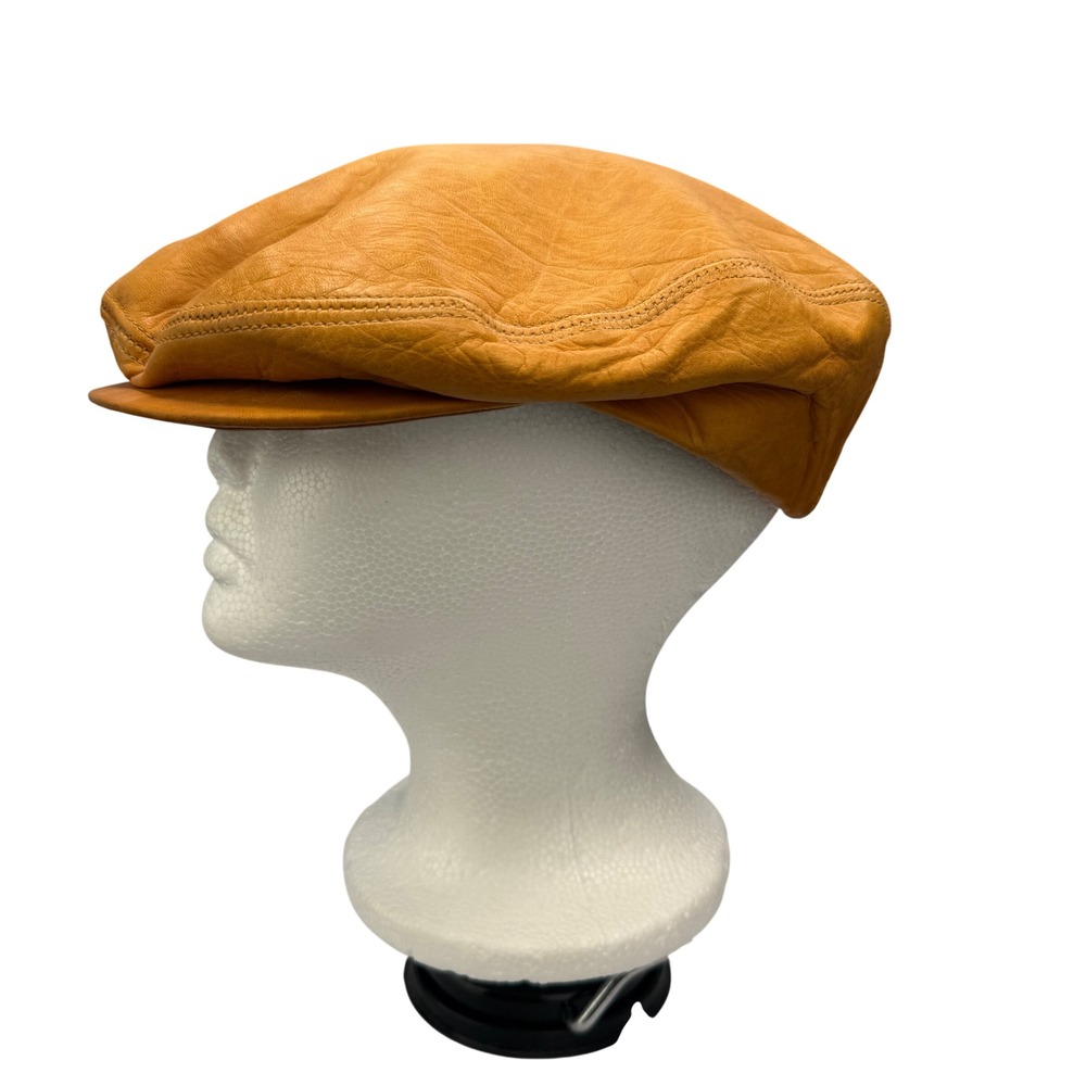 Vintage Brown Leather Newsboy Baker Boy Cap Unisex Driver Hat Classic Retro Soft